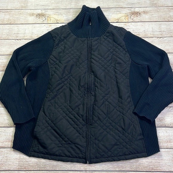 Croft & Barrow Quilted & Ribbed High Collar Full Zip Jacket - Picture 1 of 7